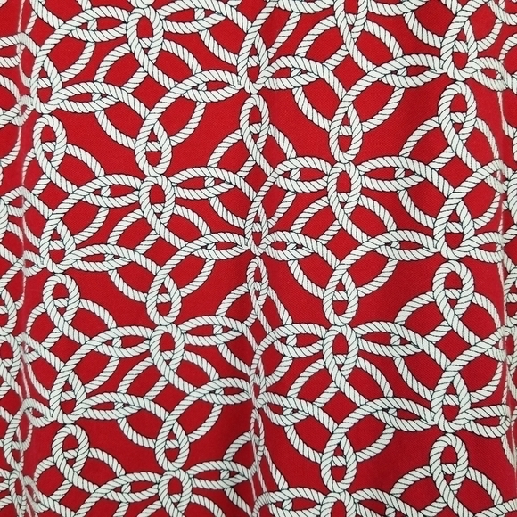 Talbots Womens Sleeveless V Neck Midi Dress Rope Print Red White Blue Size Small - Picture 9 of 10